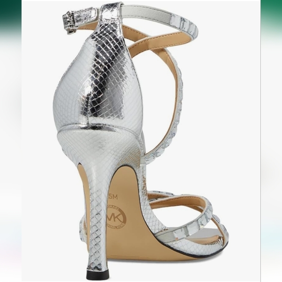 NWT Michael Kors Strappy Silver Gemstone Heeled Sandals High Heel Party … - Picture 11 of 16